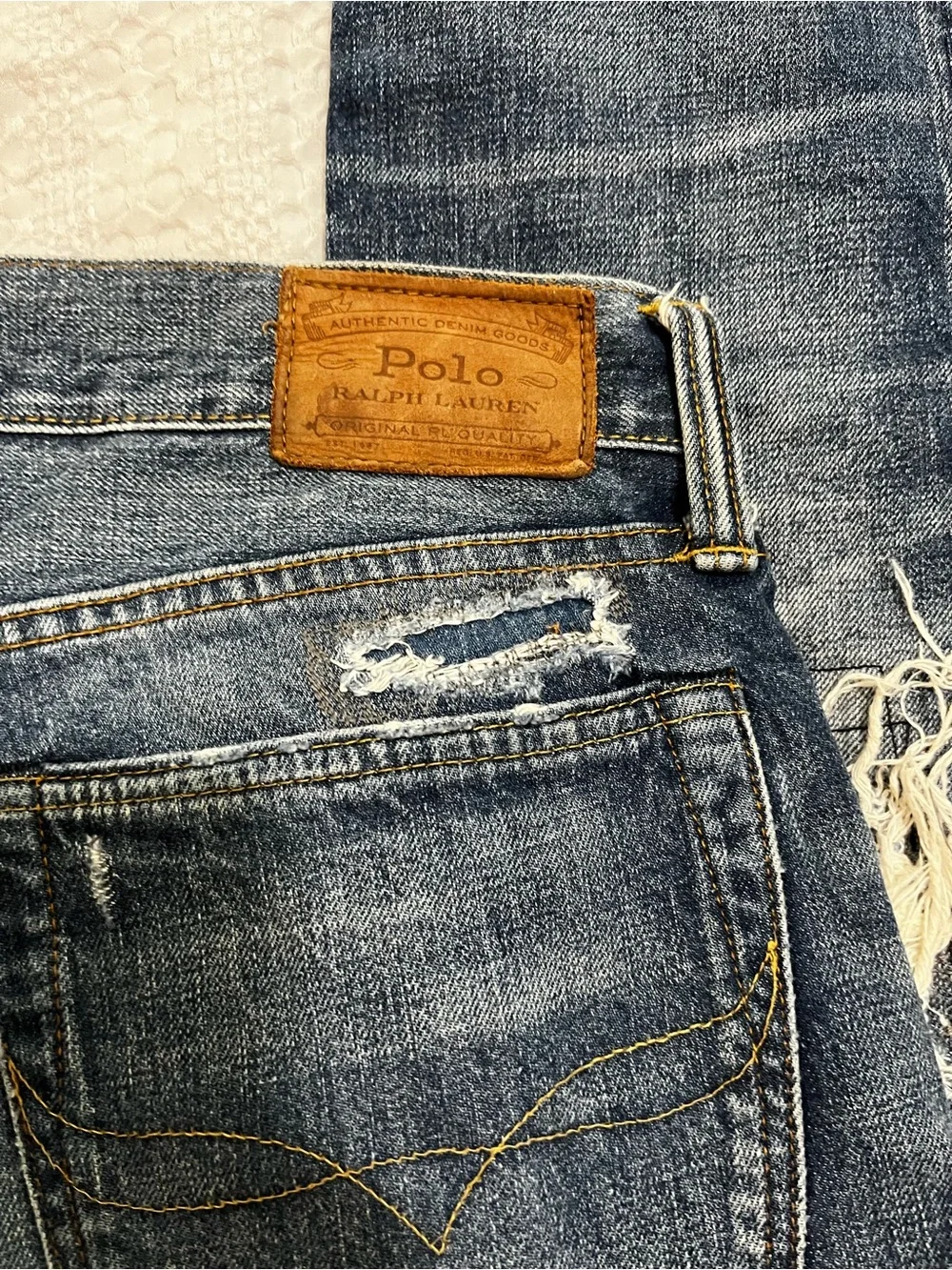 Polo by Ralph Lauren Men’s The Sullivan Slim Jeans Sz 32 x 34 Rugged Patchwork